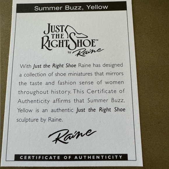 Just The Right Shoe By Raine, Item 25232, Summer Buzz,Yellow, Original Box & COA - Picture 10 of 11